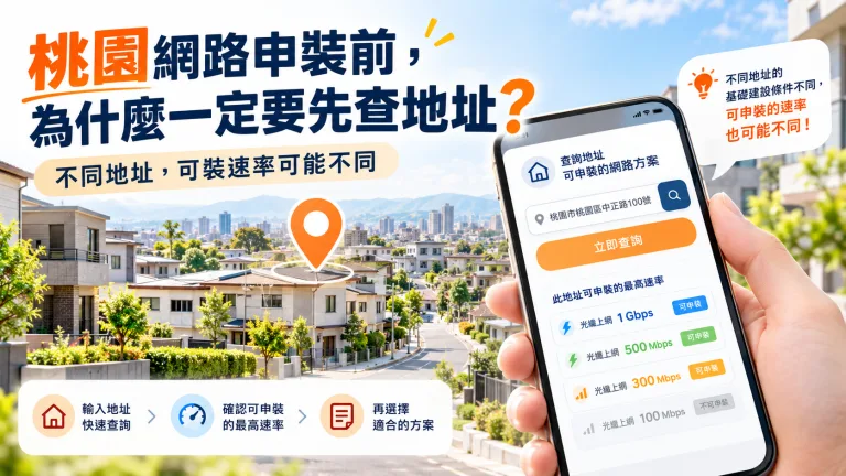 桃園網路申裝前先查地址，不同地址可裝速率可能不同